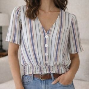 ONLY | V-Neck Striped Blouse, Size 40